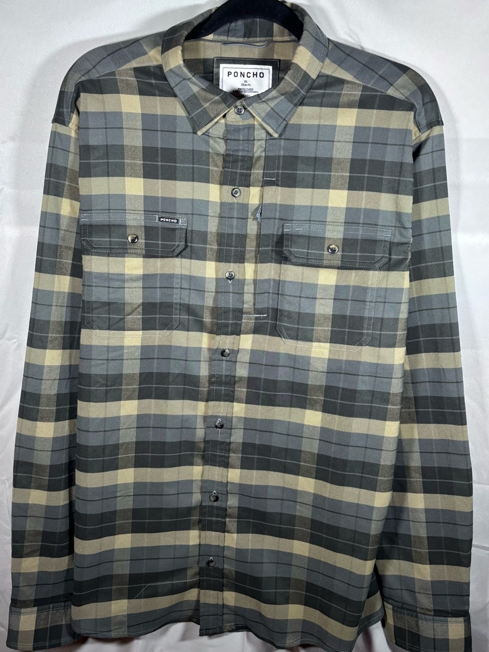 Poncho Outdoors The Kodiak Performance Flannel Shirt Grey/Brown/ Black Men's XL
